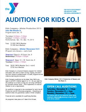 Kids Company Auditions for Winter Production "Into The Woods Jr."