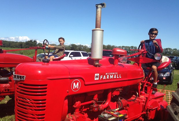 Marvel at vintage farm equipment on display at the Fleece and Fiber Festival at Hallockville Museum Farm. Photo by the author