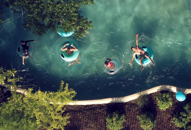 Float down the lazy river at Hyatt Regency Lost Pines Resort and Spa.