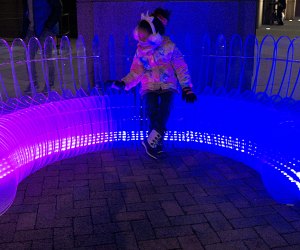 C/C semi-circle lighted acrylic bench public art nyc