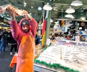 Flying fish, incoming! At Pike Place Market.