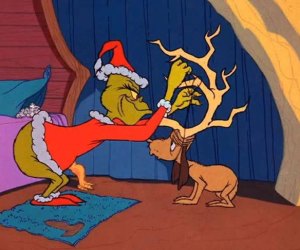 The Grinch and his dog, Mac, from How the Grinch Stole Christmas