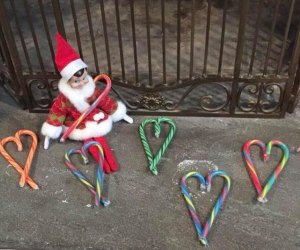 Elf on the Shelf makes candy cane hearts