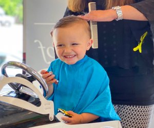 Salons specializing in baby and toddler haircuts often offer fun distractions.