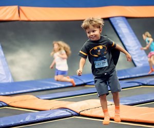 child on trampoline at sky zone