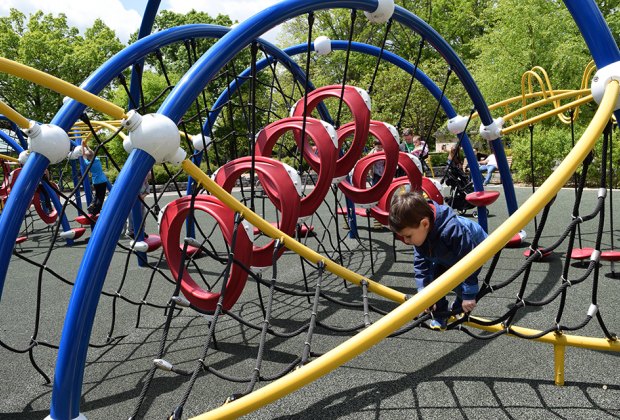 Try the spider climb at the Colonial Park tot lot