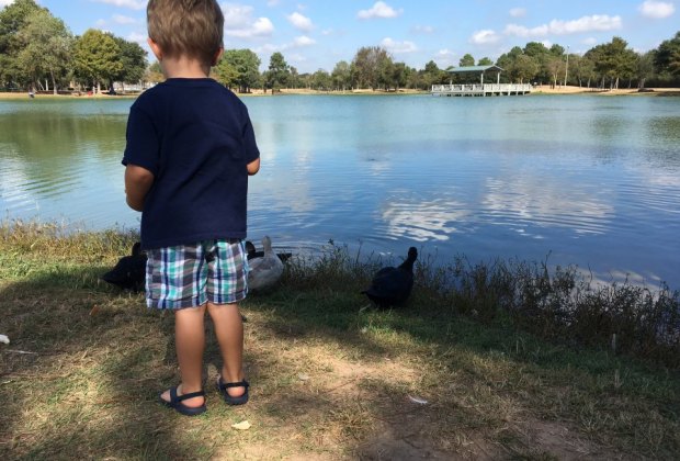 Free activities like feeding the ducks at Mary Jo Peckham Park are simple and still great fun for kids. Photo by Rachael Cherry