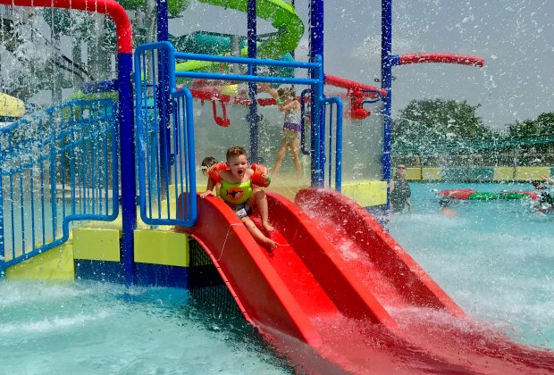 Even little ones can enjoy the slides at Strawberry Water Park. Photo by Ashley Jones