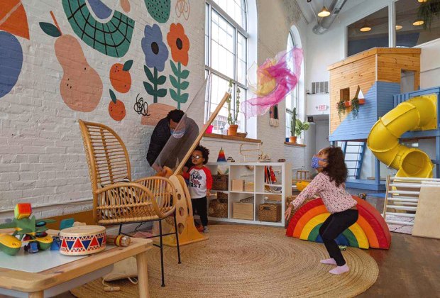 The bright and whimsical play space at Kith + Kin. Photo courtesy of Kith & Kin