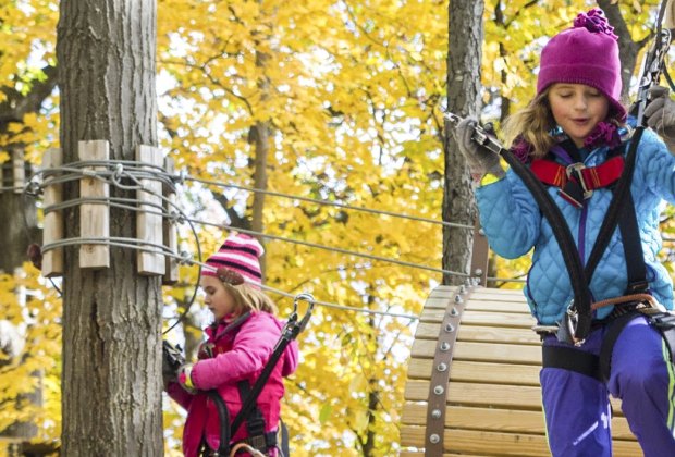   Fall foliage experiences give New England families a chance to enjoy leaf-peeping in exciting ways. Photo courtesy of the Adventure Park at Storrs